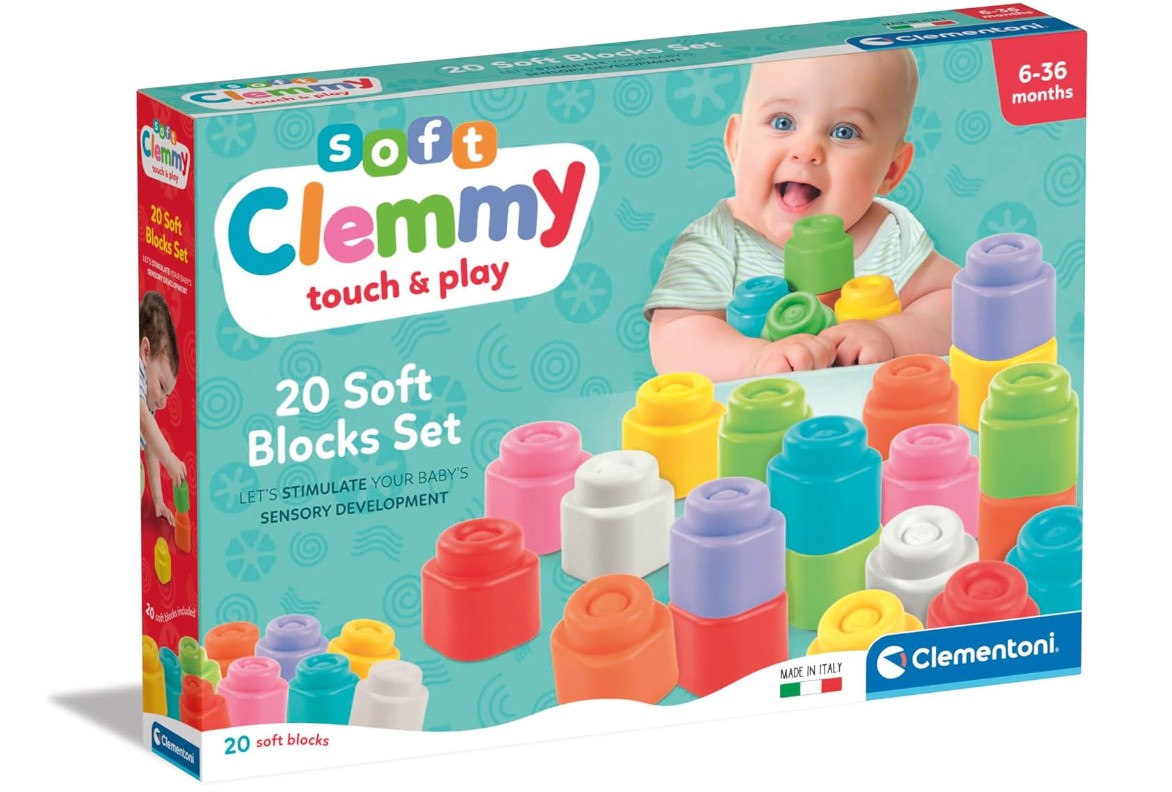 CLEMENTONI SOFT CLEMMY - SOFT BLOCKS , 20 Mattoncini Prima Infanzia